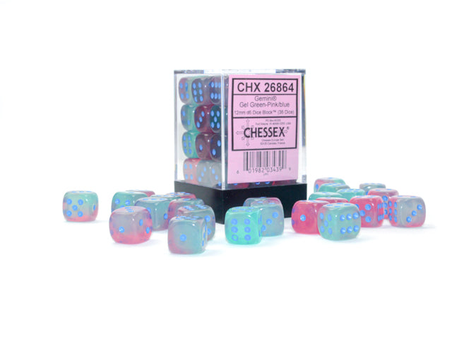 Chessex: Gemini Gel Green-Pink/Blue (36 Dice)