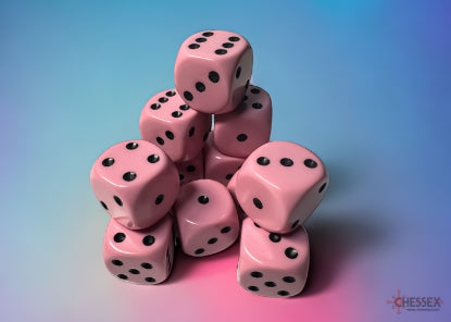 Chessex: Opaque Pastel Pink/Black (12 Dice)