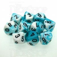 Chessex Dice Sets: Gemini 4 Poly D10 White Teal/black (10)