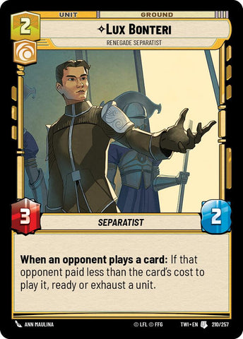 Lux Bonteri - Renegade Separatist (210/257) (210/257) [Twilight of the Republic]