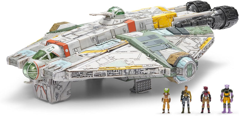 Star Wars Micro Galaxy Squadron Ghost Series 3-15-Inch Vehicle with Motion Activated Lights, Sounds, and 4 Micro Figures