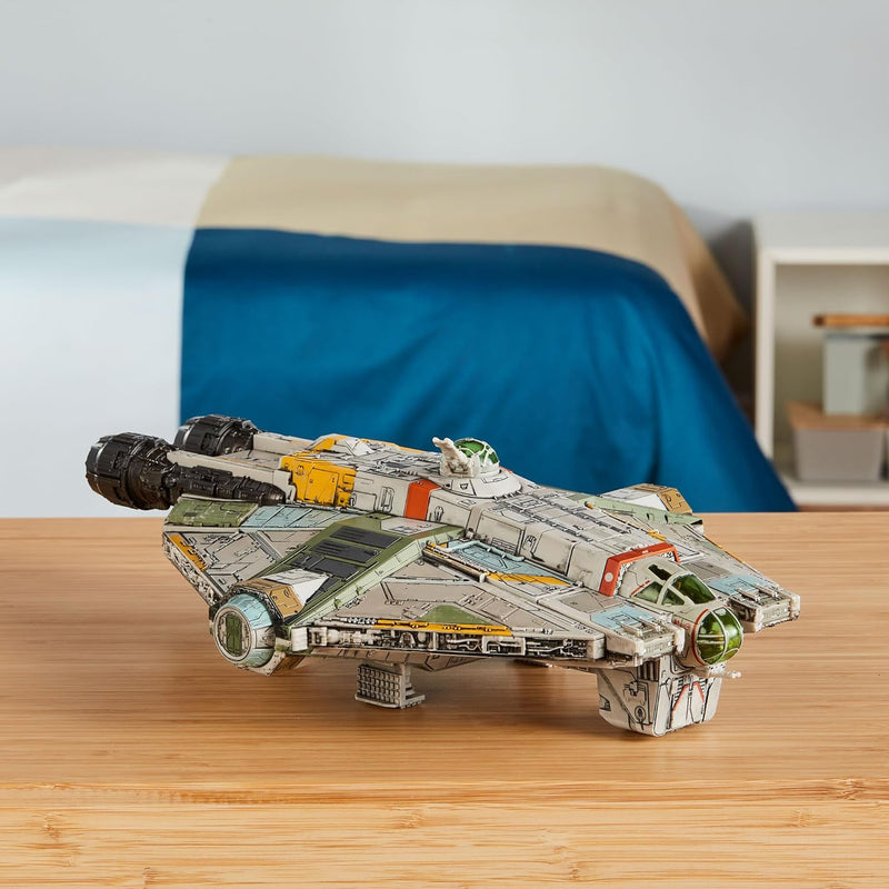 Star Wars Micro Galaxy Squadron Ghost Series 3-15-Inch Vehicle with Motion Activated Lights, Sounds, and 4 Micro Figures