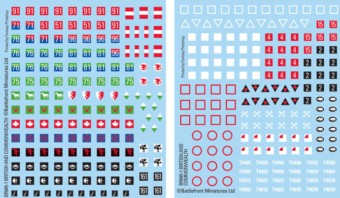 Flames of War: Early War British and Commonwealth Decal Set