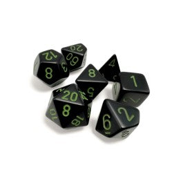 Chessex: Opaque - Black/Green (7 Die Set)
