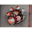Chessex Red-Steel/White 7 Die Set with Bonus Die