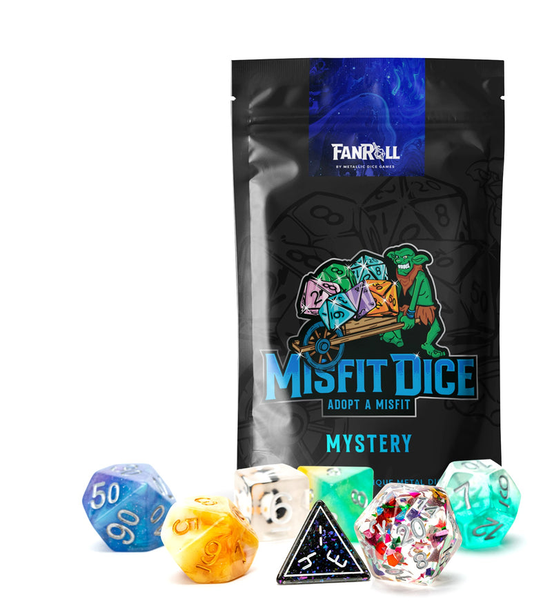 (white bag)FanRoll: 7CT Resin Mystery Misfit Polyhedral Dice Set