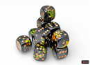 Chessex 16mm d6 Dice Cube: Brush Series - Deep Forest/Gold (12)