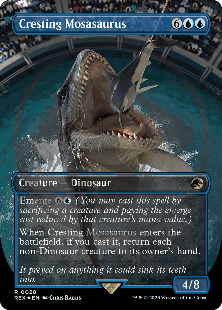 jurassic park emblem cards mtg Cresting Mosasaurus Emblem (Borderless) [Jurassic World Collection Tok