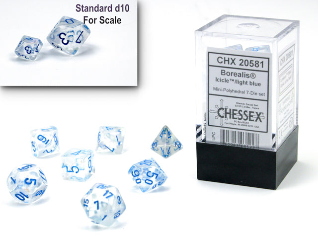 Chessex - Borealis Mini-Polyhedral Icicle/light blue Luminary 7-Die Set