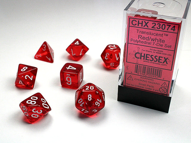 Chessex - Translucent Red/White Polyhedral 7-Die Set