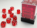 Chessex - Translucent Red/White 12mm D6 (36 Dice)