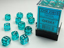 Chessex - Translucent Teal/White 12mm D6 (36 Dice)