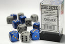 Chessex - Opaque 16mm d6 Dixie Dice 12-Die Set (6 Blue/yellow, 6 Dark Grey/black)