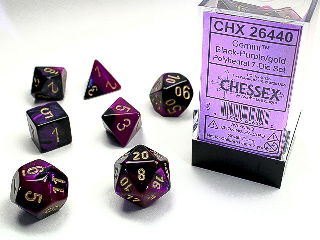 Chessex - Gemini Black-Purple/Gold Polyhedral 7-Die Set