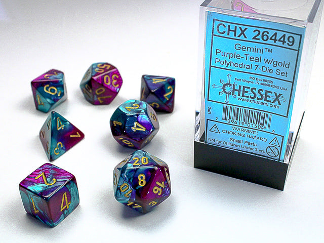 Chessex - Gemini Purple-Teal/Gold Polyhedral 7-Die Set