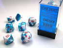Chessex - Gemini Polyhedral Astral Blue-White/red 7-Die Set