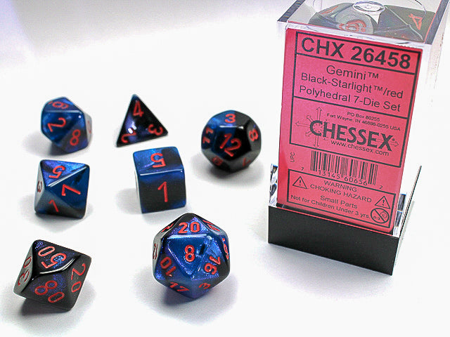 Chessex - Gemini Polyhedral Black-Starlight/red 7-Die Set