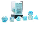 Chessex - Gemini Polyhedral Pearl Turquoise-White/blue Luminary 7-Die Set