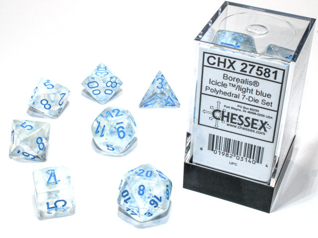 Chessex - Borealis Icicle/Light Blue Polyhedral 7-Die Set