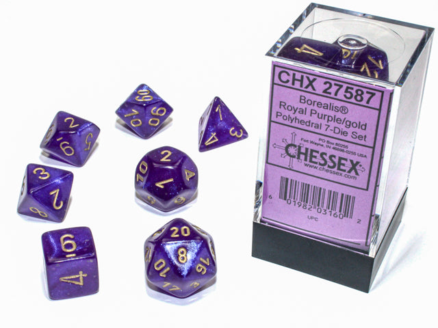 Chessex - Borealis Royal Purple/Gold Polyhedral 7-Die Set