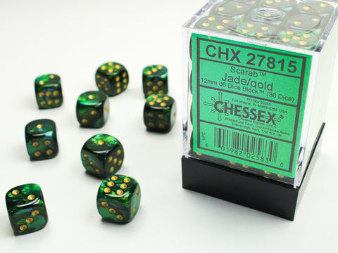 Chessex - Jade/Gold 12mm D6 (36 Dice)