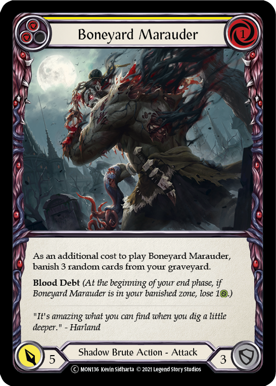 Boneyard Marauder (Yellow) [U-MON136-RF] Unlimited Rainbow Foil