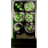 Chessex: Gemini Black-Grey/Green 16Mm D6 Dice Block