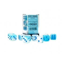 Chessex - Gemini Pearl Turquoise-White/Blue Luminary 16MM D6 Dice Block