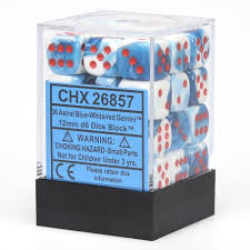 Chessex - Gem Astral Blue White / Red 12Mm