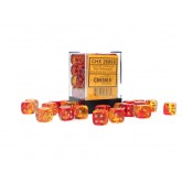 Chessex - Gemini Translucent Red-Yellow/Gold 12MM D6 Dice Block