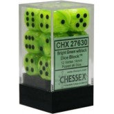 Chessex: Vortex Bright Green/Black 16Mm D6 Dice Block