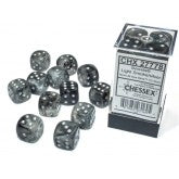 Chessex Borealis 16mm d6 Light Smoke/silver Luminary Dice Block (12 dice)