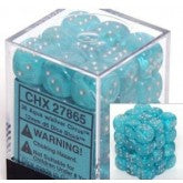 Chessex: Cirrus Aqua/Silver 12Mm D6 Dice Block