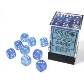 Chessex Borealis 12mm d6 Sky Blue/white Luminary Dice Block (36 dice)