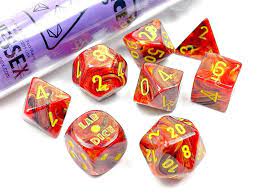 Chessex Lab Dice - Underworld/Yellow 7 die set polyhedral