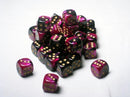 Chessex Dice Sets: Gemini 4 12mm D6 Black Purple/gold (36)